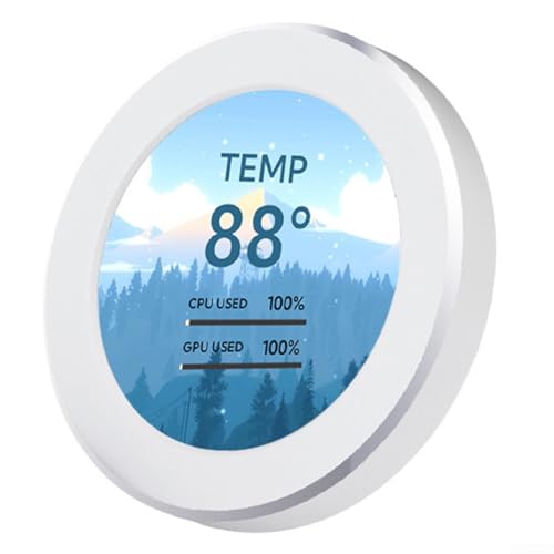 PETSTIBLE 5,3 cm (2,1 Zoll) IPS-Wassergekühlter Sekundärbildschirm, rundes wassergekühltes Gehäuse, integrierter Bildschirm, Computerstatus überwachen (weiß) von PETSTIBLE