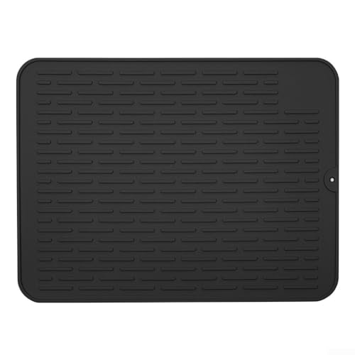 PETSTIBLE Abtropfmatte, 40 cm x 30 cm, Silikon, rutschfest, für leicht zu reinigende Spülbeckenmatte für Küchentheke (schwarz) von PETSTIBLE