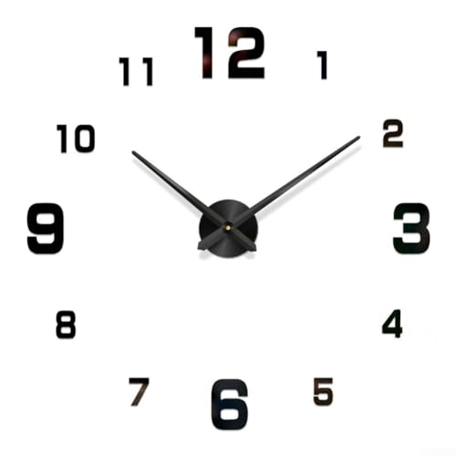 PETSTIBLE Anpassbare DIY-Wanduhr, elegante und stilvolle Heimdekoration, geräuschfreie, leise Uhr, Acryl+EVA+Metallkonstruktion (schwarz) von PETSTIBLE