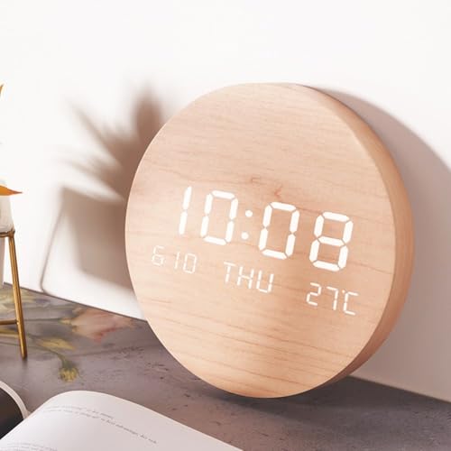 PETSTIBLE Elegante LED-Wanduhr aus Holz, 19,5 x 2,5 cm, geeignet für Wohnzimmer und Schlafzimmer (B) von PETSTIBLE