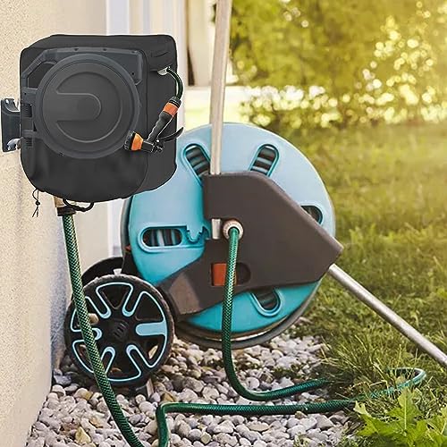 PETSTIBLE Gartenschlauchtrommel Abdeckung, Wandmontierte Wasserschlauchtrommel Schutzhülle mit 420D Silber beschichtetes Oxford-Tuch für Ihren Gartenschlauch und -trommel von PETSTIBLE