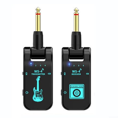 PETSTIBLE Gitarren-Übertragungsempfänger, 2,4 GHz Gitarre Wireless System Audio Transmitter Empfänger E-Gitarre Bass (schwarz) von PETSTIBLE