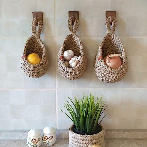 PETSTIBLE Hängende Wand Gemüse Obst Körbe Jute Eco Hängekorb Baumwollseil von PETSTIBLE