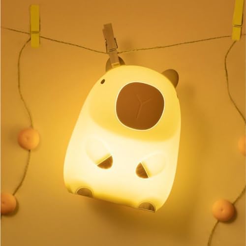 PETSTIBLE Kinder Nachtlicht USB Aufladen Capybara Silikon Nachtlicht Nachttisch Touch Licht für Schlafzimmer Kinder Erwachsene Dimmbares Nachtlicht (warmes Licht) von PETSTIBLE