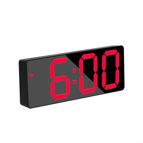 PETSTIBLE LED-Digitaluhr, batteriebetrieben, Schlafzimmer-Wecker, 12/24 Stunden, Schlummerfunktion (rot) von PETSTIBLE