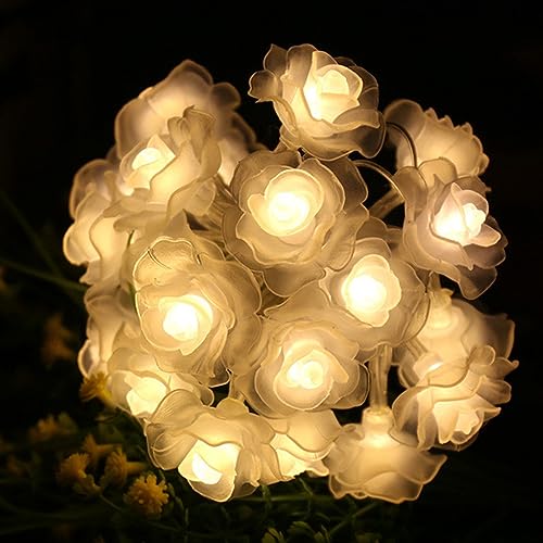 PETSTIBLE Lichterkette mit Rosenmotiv, batteriebetrieben, 40 Stück, Pink / Weiß von PETSTIBLE