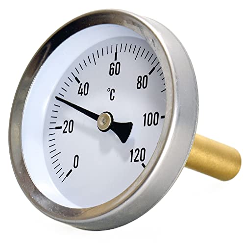 PETSTIBLE Thermometer für Grill 1/2 Zoll Installation analog 120 °C kalibriert Thermometer 6,3 x 6,3 x 6,7 cm von PETSTIBLE