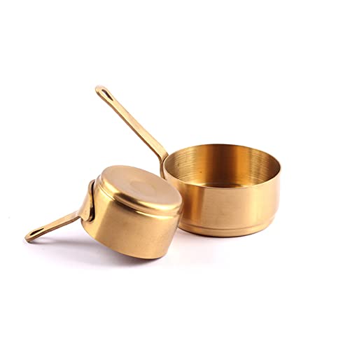 Topf Soße Edelstahl Milchtopf Mini-Saucenpfanne antihaftbeschichtet klein Stielkasserolle Saucenpfanne antihaftbeschichtet Stielkasserolle für Küche Gold 60 ml von PETSTIBLE