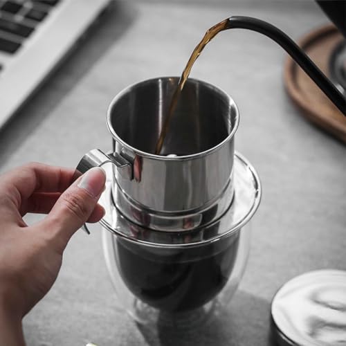 PETSTIBLE Vietnamesischer Kaffeefilter Mokkakanne mit Edelstahl-Tropfer für reichhaltige Kaffeeextraktion (Schwarz) von PETSTIBLE