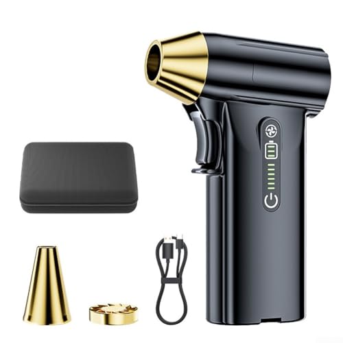 PETSTIBLE Wiederaufladbares Turbo-Gebläse, 130.000 U/min, starker Turbofan, bürstenloser Motor, USB-Handluft-Staubwedel für Auto, Zuhause, Büro, Reinigung, 3 Geschwindigkeiten, verstellbar (schwarz) von PETSTIBLE