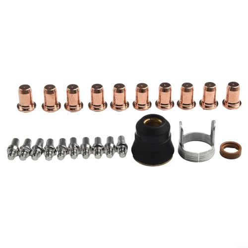 Plasmaschneidbrenner-Verbrauchsmaterialien, 23-teiliges Set, kompatibel mit IPT60 PT60 IPT40 PT40, 1 0 mm 0 039 Zoll Elektrode für Taschenlampen-Ersatzteile von PETSTIBLE