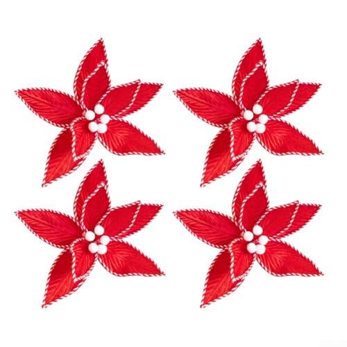 Plüsch-Samtblumen, 4er-Set für Weihnachten für Baum und Feiertage, entworfen, um saisonalen Dekorationsbedürfnissen standzuhalten von PETSTIBLE