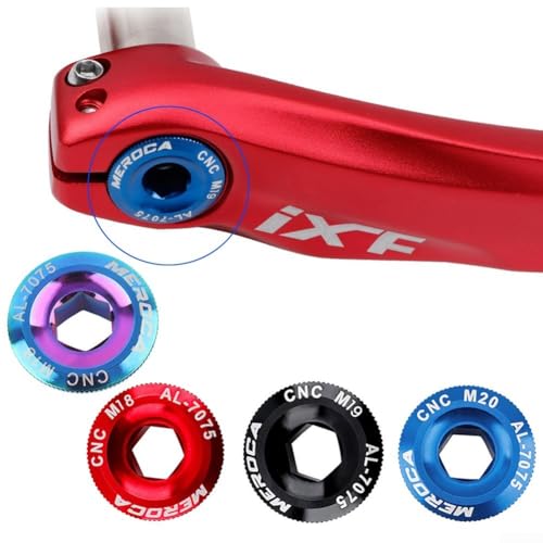 Rennrad-Kurbelbefestigungsschraube M19 M20 CNC Aluminiumlegierung Gewindeschrauben kompatibel mit hohlen integrierten Kettenblättern (M20 Farbe) von PETSTIBLE