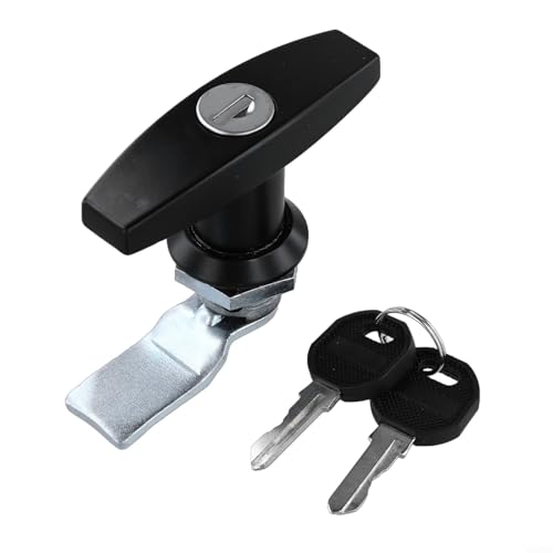 Robustes T-förmiges Türschloss für Wohnmobile und Werkzeugkästen, robuste Zinklegierung, Diebstahlschutz, Riegel (schwarz) von PETSTIBLE
