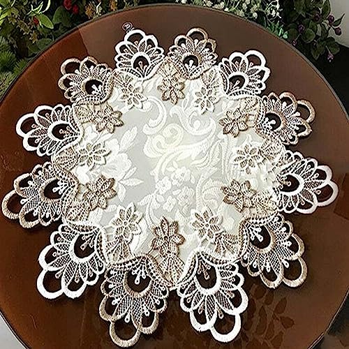 Runde Tischdecke Spitze Floral Tischdecke Staubdicht Home Festival Tischdecke (S) von PETSTIBLE
