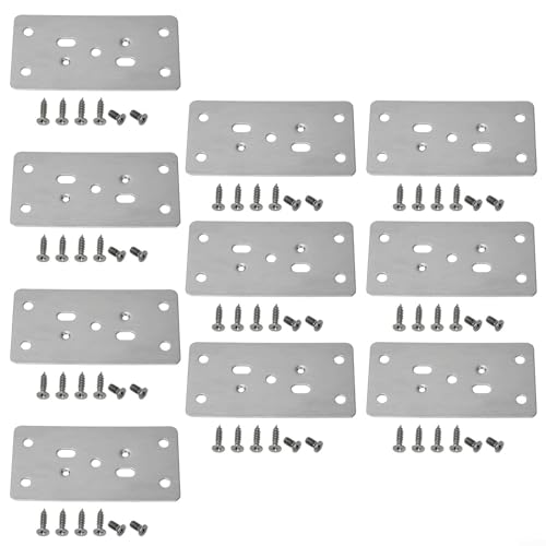 Schrankscharnier-Restaurierungsset mit stabilen Edelstahlplatten und Schrauben (1# (2# (Basisreparaturplatte), 10 Stück von PETSTIBLE