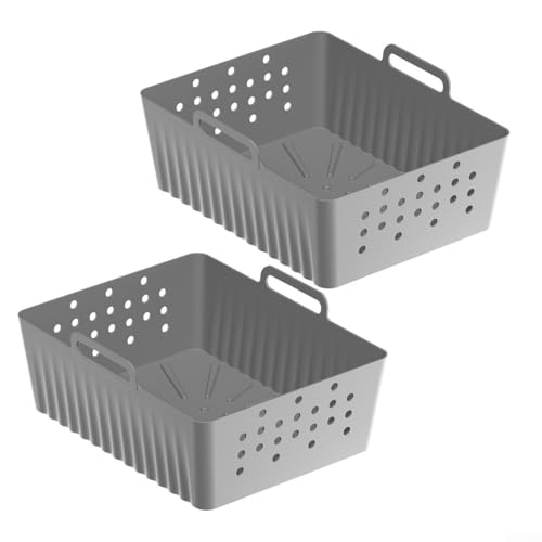 Set mit zwei Silikonkörben, perforiert, antihaftbeschichtet, für SL400 SL401, unterstützt mehrere Kochstile wie Braten und Braten (grau) von PETSTIBLE