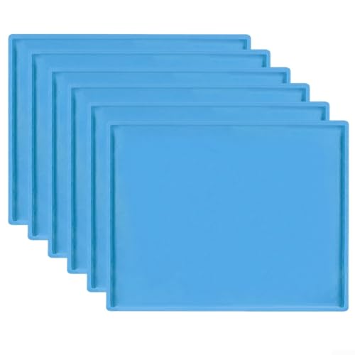 Silikon-Backblech-Einlagen für Cosori Dörrautomat, Set mit 6 antihaftbeschichteten Matten mit erhöhtem Rand, um verschüttete Flüssigkeiten zu vermeiden (blau) von PETSTIBLE