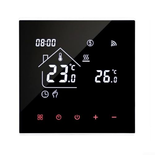 Smart Programmierbares digitales Thermostat, für Wasserfußbodenheizung, App- und Sprachsteuerung, Wochenplanung, präzise Temperaturregulierung, Schwarz von PETSTIBLE