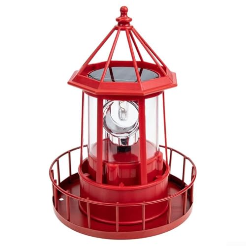 Solar-Leuchtturm mit LED-Gartenleuchte, wasserdicht, dekorative Lampe für Terrasse, Rasen oder Weg-Landschaftsbau (rot) von PETSTIBLE