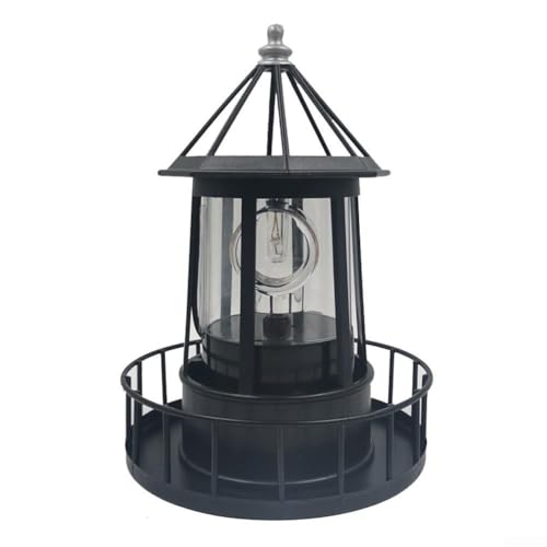 Solar-Leuchtturm mit LED-Gartenleuchte, wasserdicht, dekorative Lampe für Terrasse, Rasen oder Weg-Landschaftsbau (schwarz) von PETSTIBLE