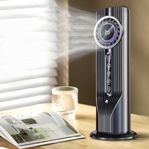 Tragbarer 3-in-1-Luftkühler, Luftbefeuchter, Mini-3-in-1-Lüfter, LED-Lichter, Kühler, für Schreibtisch, Zuhause, Schlafzimmer, Büro (schwarz) von PETSTIBLE