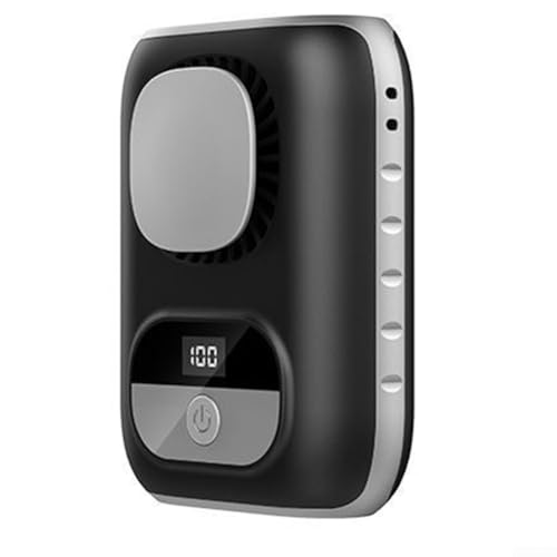 Tragbarer Taillenventilator mit 4000 mAh Akku, digitales LED-Display, 5 Geschwindigkeitsstufen, leiser Motor für den Innen- und Außenbereich (grau) von PETSTIBLE