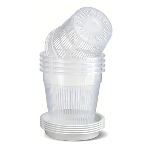 Transparentes Orchideentopf-Set mit Untertassen, 6 Stück, für ideale Luftzirkulation und Drainage, 16 cm Transparentes Orchideentopf-Set mit Untertassen, 6 Stück, für ideale Luftzirkulation und Drainage, 16 cm von PETSTIBLE