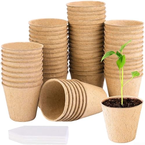 Umweltfreundlicher, abbaubarer Papierzellstoff-Blumentopf für eine bessere Gartenerfahrung (50 x 8 cm + 20 Etiketten) von PETSTIBLE