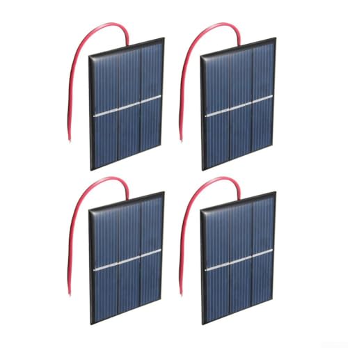 Vier 0 65 W 1 5 V Solarmodule mit 15 cm Drähten für DIY-Solarenergieprojekte, kompakte 60 x 80 mm Paneele aus polykristallinem Silizium für den Außenbereich von PETSTIBLE