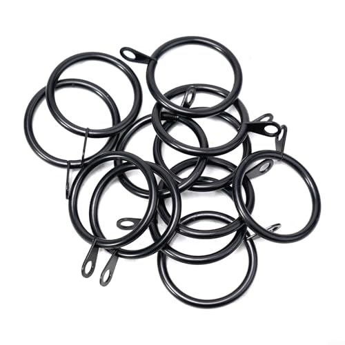 Vorhangringe aus Metall für verschiedene Vorhänge, robustes Design für sanftes Gleiten auf Gardinenstangen (schwarz, 12 Stück) von PETSTIBLE