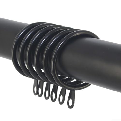 Vorhangringe aus Metall für verschiedene Vorhänge, robustes Design für sanftes Gleiten auf Gardinenstangen (schwarz, 24 Stück) von PETSTIBLE