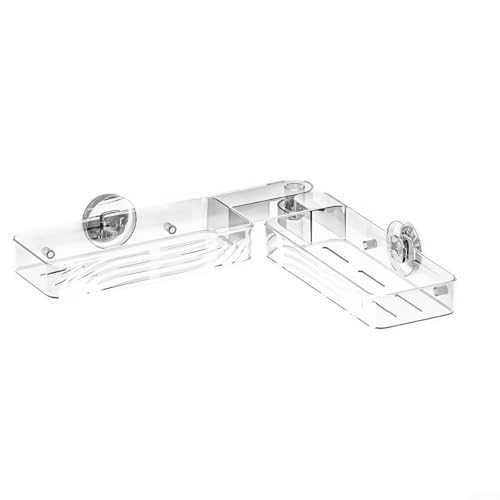 Wandmontierter Duschkorbhalter mit starken Saugnäpfen, spart mühelos Platz (transparent) von PETSTIBLE