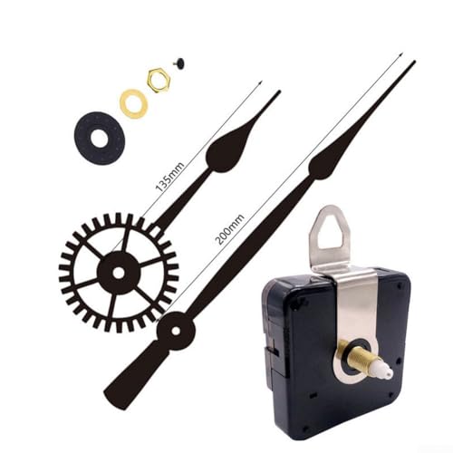 Wanduhr Uhrwerk Uhrwerk Lautlos Quarz mit Lange für Reparaturen (Schwarz 1) von PETSTIBLE