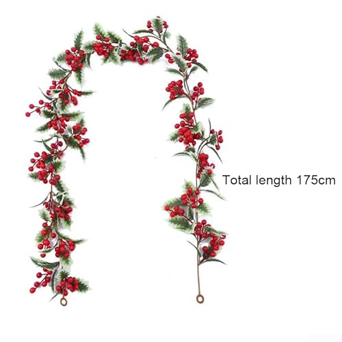 Weihnachts-Simulations-Rattan-Dekoration, Innen- und Außenbereich, Weihnachtsgirlande, Tisch-Theke, festliche Heimdekoration, 175 cm lang, 2 Stück (111) von PETSTIBLE