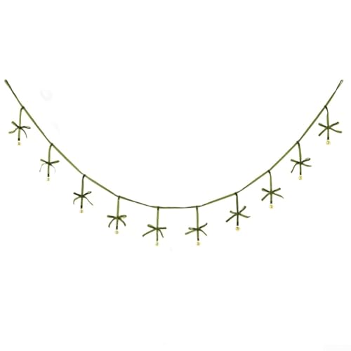 Weihnachtsdekoration Girlande mit Samtschleifen und Eisenglocken kombiniert mit Spitzendetails für Baum und Zuhause Urlaub Gebrauch (hellgrün) von PETSTIBLE