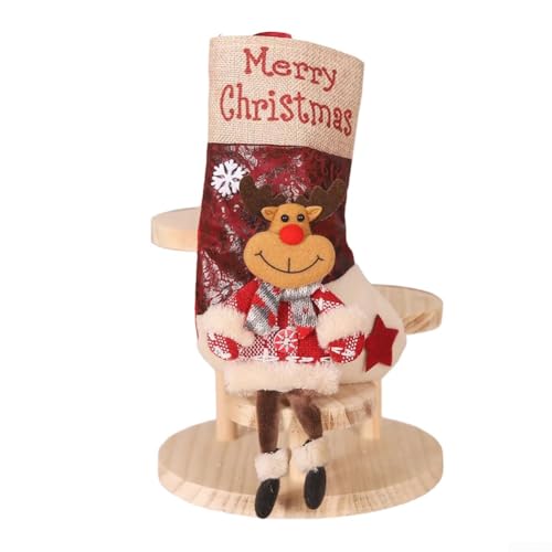 Weihnachtsstrumpf, Weihnachtsstrumpf, Weihnachtsstrumpf, Weihnachtsmann-Muster zum Aufhängen am Kamin mit großer Kapazität Urlaubsdekorationen (E-W102) von PETSTIBLE