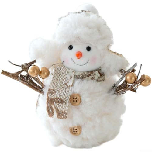 Weihnachtstischplatte, Ornament mit weichem Stoff-Schneemann-Puppe, Design für gemütliche Urlaubsdekoration (Trompete) von PETSTIBLE