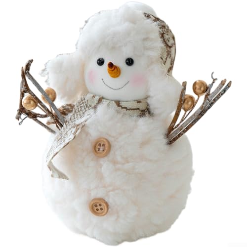 Weihnachtstischplatte, Ornament mit weichem Stoff-Schneemann-Puppe, Design für gemütliche Urlaubsdekoration (mittel) von PETSTIBLE
