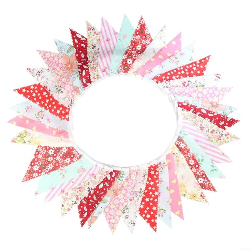 Wimpelkette mit 36 bunten Flaggen für Partys und Feiern zu Hause, 10 m, verschiedene Farben von PETSTIBLE