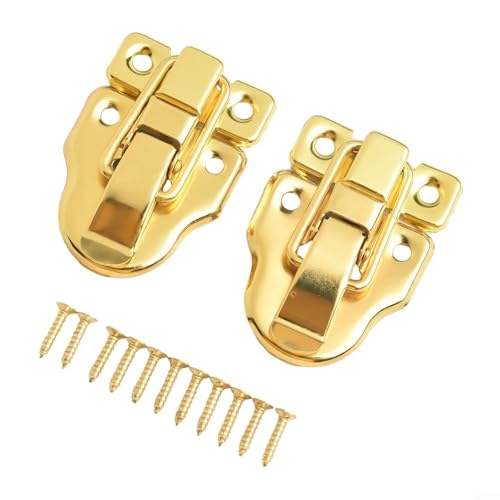 Wunderschönes Set mit zwei Schnappverschlüssen, perfekt für die Sicherung Ihrer antiken Schmuckschatullen oder -koffer (Gold) von PETSTIBLE