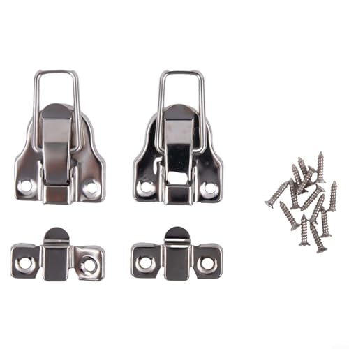 Wunderschönes Set mit zwei Schnappverschlüssen, perfekt für die Sicherung Ihrer antiken Schmuckschatullen oder -koffer (Silber) von PETSTIBLE