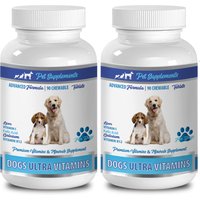 Hundeknochen Ergänzung - Hunde Ultra Vitamine Kaubar Erweiterte Formel Premium Mineralien Hund Kalziumtabletten 2 Flasche | 180 Chews von PETSUPPLEMENTS