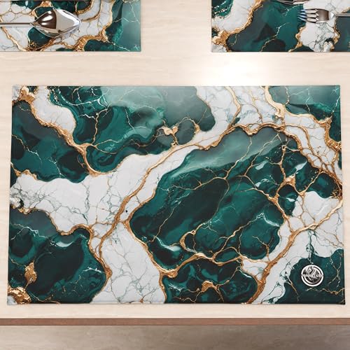 MARBLELIZED - Amerikanische Tischsets, waschbar, Platzdeckchen aus Stoff mit Marmoreffekt, 2er-Set (30 x 45 cm) - elegant, ideal für Frühstück, Mittag- und Abendessen, Geschenkidee, 100% Made in Italy von PETTI Artigiani Italiani