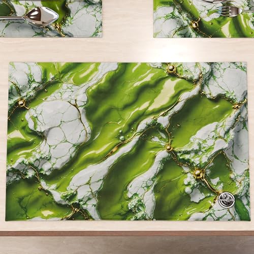 MARBLELIZED - Amerikanische Tischsets, waschbar, Platzdeckchen aus grünem Marmor, 2er-Set (30 x 45 cm) - elegant, ideal für Frühstück, Mittag- und Abendessen, Geschenkidee, 100% Made in Italy von PETTI Artigiani Italiani