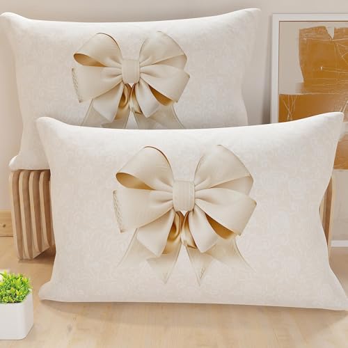 PETTI Artigiani Italiani - 1 Paar Kissenbezüge 40 x 80 cm aus Mikrofaser, Dekokissen für Schlafzimmer, Sofa, Wohnzimmer, Set mit 2 Kissenbezügen, Schleife Beige, 100% Made in Italy PETTI Artigiani Italiani - 1 Paar Kissenbezüge 40 x 80 cm aus Mikrofaser, Dekokissen für Schlafzimmer, Sofa, Wohnzimmer, Set mit 2 Kissenbezügen, Schleife Beige, 100% Made in Italy von PETTI Artigiani Italiani