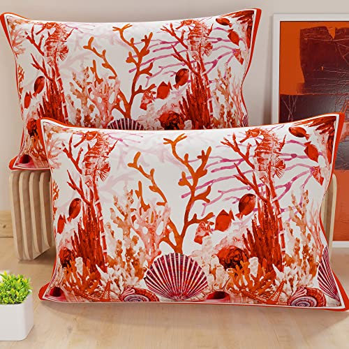 PETTI Artigiani Italiani - 1 Paar Kissenbezüge 50 x 30 cm aus Mikrofaser, Dekokissen für Schlafzimmer, Sofa, Wohnzimmer, Set mit 2 Kissenbezügen, roter Koralle, 100% Made in Italy PETTI Artigiani Italiani - 1 Paar Kissenbezüge 50 x 30 cm aus Mikrofaser, Dekokissen für Schlafzimmer, Sofa, Wohnzimmer, Set mit 2 Kissenbezügen, roter Koralle, 100% Made in Italy von PETTI Artigiani Italiani