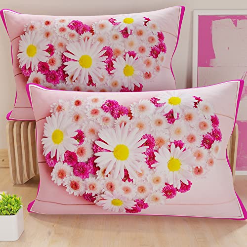 PETTI Artigiani Italiani - 1 Paar Kissenbezüge 50 x 70 cm aus Mikrofaser, Dekokissen für Schlafzimmer, Sofa, Wohnzimmer, Set mit 2 Kissenbezügen, rosa Blumenmuster, 100% Made in Italy PETTI Artigiani Italiani - 1 Paar Kissenbezüge 50 x 70 cm aus Mikrofaser, Dekokissen für Schlafzimmer, Sofa, Wohnzimmer, Set mit 2 Kissenbezügen, rosa Blumenmuster, 100% Made in Italy von PETTI Artigiani Italiani