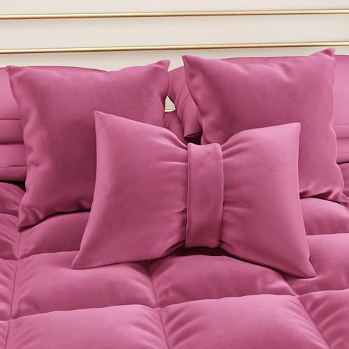 PETTI Artigiani Italiani - 2 Sofakissen aus Samt mit Füllung, Kissenbezüge für Schlafzimmer, Möbelkissen mit unsichtbarem Reißverschluss, Fuchsia-Kissenbezüge 2 Stück - 40 x 40 cm von PETTI Artigiani Italiani