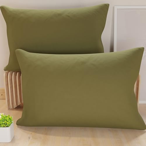 PETTI Artigiani Italiani – 2er-Set Kissenbezüge 50X70 cm aus Mikrofaser, Zierkissenbezüge für Schlafzimmer & Sofa, Uni Schlamm,100 % Made in Italy von PETTI Artigiani Italiani